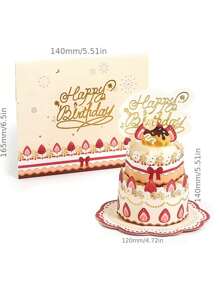1 Stück 3D Pop-Up "Alles Gute zum Geburtstag" Karte mit Tortentop - personalisierte englische Glückwünsche für Frauen, Männer, Mütter, Ehefrauen, Ehemänner, Jungen, Mädchen - Sondergelegenheit Geburtstags Deko, faltbare kreative Segenswünsche, süße Geburtstagsgeschenke
