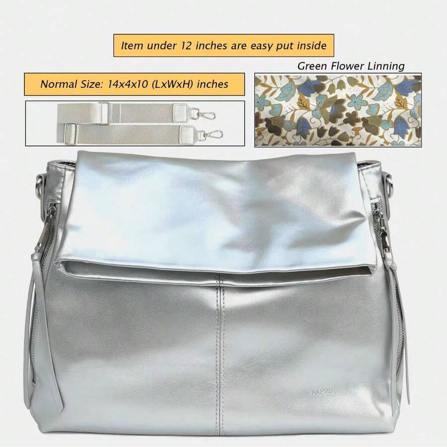 Large Hobo Crossbody Bags For Women Vegan Leather Handbags Tote Purse Shoulder Bag Women's Handle Bags With Wide Strap Fashionable Women's Large - Beige - View 1