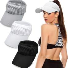 3pcs/1pc Women's Sun Hats, Women's Knitted Elastic Sports Hats, Breathable Wide Brim Golf Caps - Multicolor - View 1