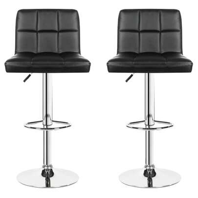 Bar Stools Set Of 2, PU Leather Breakfast Bar Stools, Swivel Height Adjustable Bar Chairs With Backrest And Footrest For Breakfast Bar Counter Kitchen Restaurant