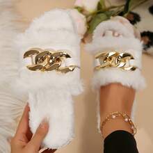 Open Toe Furry Sandals For Women - Fluffy & Winter-Ready Design - trắng - Xem 3