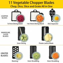 14-In-1 Vegetable Chopper With Stainless Steel Blades - Multi-Functional Onion Chopper, Mandoline Slicer, Food Chopper, Kitchen Tool Set, Essential Kitchen Utensils And Tools