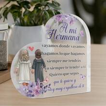 Putuo Decor 1pc Spanish Heart Shaped Acrylic Sign Table Decor, Desktop Decoration For Home Farmhouse Living Room, Gift For Grandmother