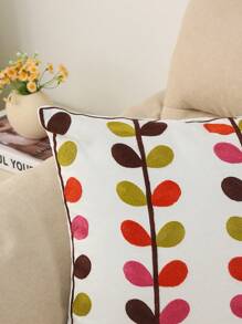 1pc Countryside Style Decorative Pillow Cover, Tree Leaf Embroidery Craft, Without Pillow Insert, Suitable For Living Room Sofa, Bedroom