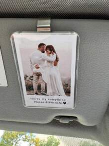 1 pezzo di molletta parasole per foto in acrilico, molletta parasole magnetica, decorazione auto, regalo di coppia, regalo di San Valentino, portafoto