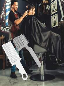 3 Piecesprofessional Hairdressing Comb Set - Heat-Resistant, Ideal For Men's Salon Styling - Curved Positioning Comb, Flat Top Comb, Precise Styling Barber's Comb, Suitable For Cutting, Pompadour And All Men's Hairstyles, Curved And Flat Comb For Men's Salon Styling, Large Comb For Normal Hair