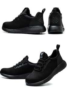 UMBURLLY 男式钢头安全鞋，防砸防刺穿透气轻便工作鞋，工业建筑男式安全鞋，纯色