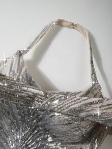 Astony One Spring And Summer New Women's Formal Dress, Elegant Temperament, Mature And Sexy, Sequined Neck Hanging Design