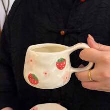 1 pieza Juego de taza de café y platillo de cerámica vintage hecho a mano, taza y plato con pintura a mano estilo coreano Ins, adecuado para mug de latte y plato de postre, excelente para San Valentín, Día de la Madre, regalo conmemorativo de pareja, regalo de graduación de vuelta a la escuela
