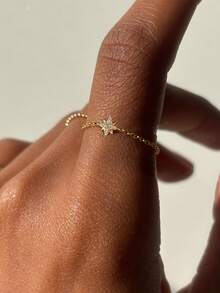 1pc S925 Sterling Silver Chain Ring For Women Fine Jewelry Wedding Ring Bridesmaid Gifts - Gold - View 9