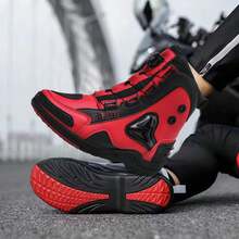 Unisex Motorcycle Boots, High-Top Synthetic Leather, Rubber Outsole With Excellent Grip And Ankle Support, Suitable For Off-Road And Motorcycle Racing Enthusiasts - Red - View 6