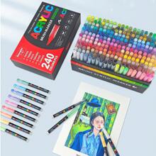 GuangNa 168 Colors Acrylic Paint Marker Set, Direct Liquid Ink, Soft Brush Tip Art Drawing Pens For Fabric, Canvas, Rock, Glass, Wood, Paper, DIY Crafts, School And Art Supplies