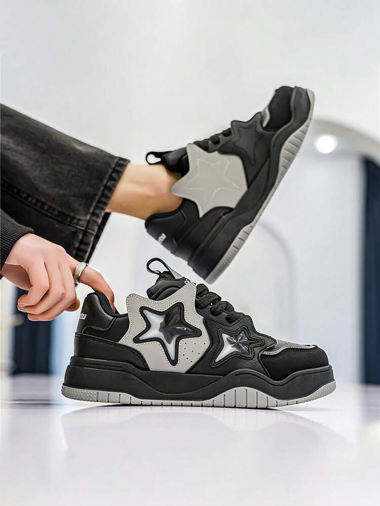 2024 New Men Sneakers Spring Autumn Vulcanized Shoes Fashion Thick Sole Men Running Shoes For Men Male Sport Shoes Tennis - Black - View 2