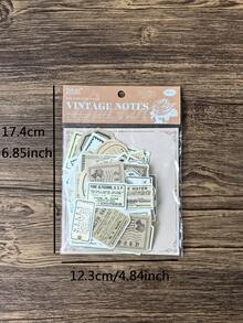 100pcs Vintage Frame English Tag Labels DIY Decorative Notebook Writing Memo Notes, Scrapbooking Supplies - Multicolor - View 2