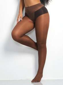 4pairs Women Sexy 30D Sheer Coffee Brown Tights, Fashionable Minimalist Pantyhose, Cozy - Coffee Brown - View 6