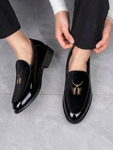 男士乐福鞋，圆头商务皮鞋，都市休闲鞋套，男士正装皮鞋，工作鞋，驾车鞋，豆豆鞋，商务皮鞋 - 黑色 - 查看 7