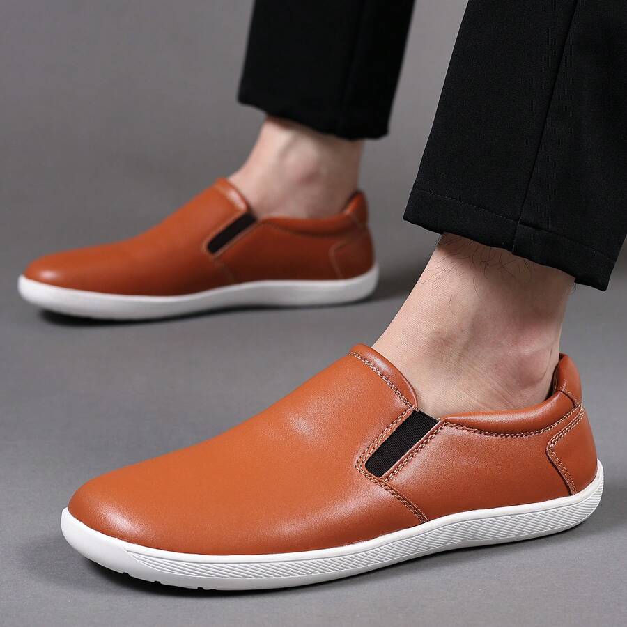 Men's Casual Loafers Comfort Wide Toe Soft Daily Walking Sneakers Classic Slip On Shoes - Light Brown - View 1