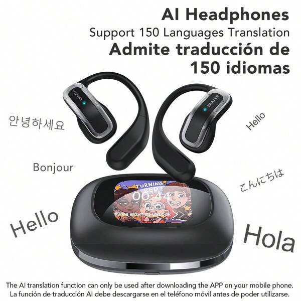 ERAZER XP3 AI Translation Open-Ear Earphones - Wireless Wireless Headbuds With 150 Language Support, Touch Controls, USB-C Charging Case & Built-In Mic For Workouts, Wireless Earbuds
