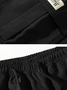 شورتات صيفية خفيفة بجيوب للرجال، بنطلون خارجي 5 نقاط قطني منفذ للهواء، كاجوال - الأسود - مشاهدة 6