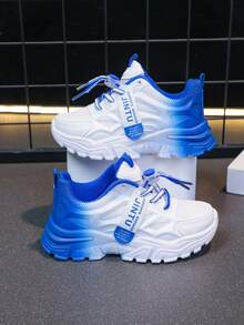 1 par de zapatos deportivos casuales de PU con degradado de color para niñas, aptos para uso diario, escuela, deportes, todas las estaciones - Multicolor - Ver 2