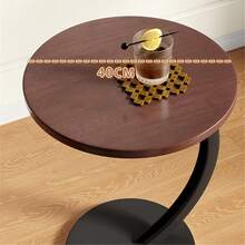 Mesa Auxiliar Portátil Para Café, Mesa Auxiliar Armable de Centro Redonda, Forma de "C" Ideal Para Espacios Pequeños, Diseño Moderno, Para Sala, Habitación, Oficina - Marrón - Ver 8