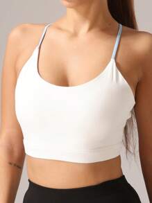 1 pièce Soutien-gorge de sport sans armature à dos nageur pour femmes, soutien-gorge de fitness rembourré et antichoc