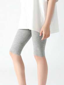 1/3 szt. Dziewczęce, jednokolorowe, swobodne, skrócone legginsy, modne i uniwersalne, miękkie i wygodne, oddychające, odpowiednie do zabawy na świeżym powietrzu wiosną/latem, do noszenia warstwowego i na co dzień - Wielokolorowe - Zobacz 4