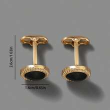 1 Pair Fashionable Minimalist Business Style Stainless Steel Round Cuff Links, Suits Wedding Party Groom And Groomsmen Shirt, Great Gift For Father's Day And Wedding Season