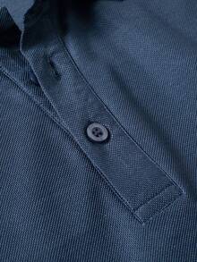 1PC Men Single Striped Trim Quarter Button Work Casual Polo Shirt, Boyfriend Gift - Grey - View 5