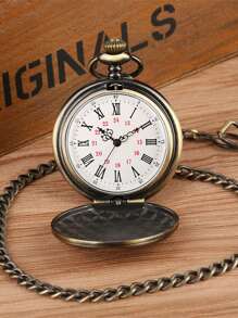 Reloj de bolsillo vintage de bronce como regalo para el hijo con la inscripción "Te amo" grabada y con cadena