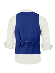 Men's Suit Vests Casual Formal Dress Vest For Men Business Wedding Party Slim Fit Waistcoat Vest With Real Pockets For Suits Tuxedo - 寶藍色 - 查看 4