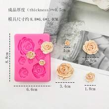 7-In-1 Silicone Rose Flower Molds, Chocolate Mold Cake Decorating Tools Fondant Baking Supplies - Pink - View 2