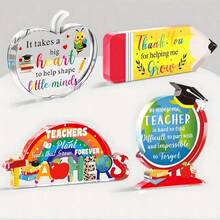 1 件 4 件/套教师节纪念礼物，适用于学校、教室、办公室桌面装饰、毕业派对教师感谢纪念品学校装饰学校惊喜宿舍装饰返校 - 多色 - 查看 2