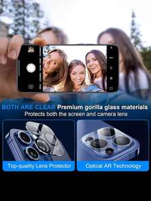 10 件/套 /5+5 隐私钢化玻璃屏幕保护膜适用于 iPhone 16 Pro Max 15 Plus 14 13 Mini 带相机镜头保护膜 - 黑色 - 查看 6