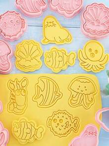 8 件套各种动物形状饼干模具、压模 3D 饼干模具、软糖烘焙模具、面包塑形模具，1 盒 8 件套饼干切割工具 - 彩色 - 查看 1