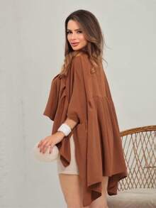 Batwing Sleeve Spandex Fabric - 鏽棕色 - 查看 4