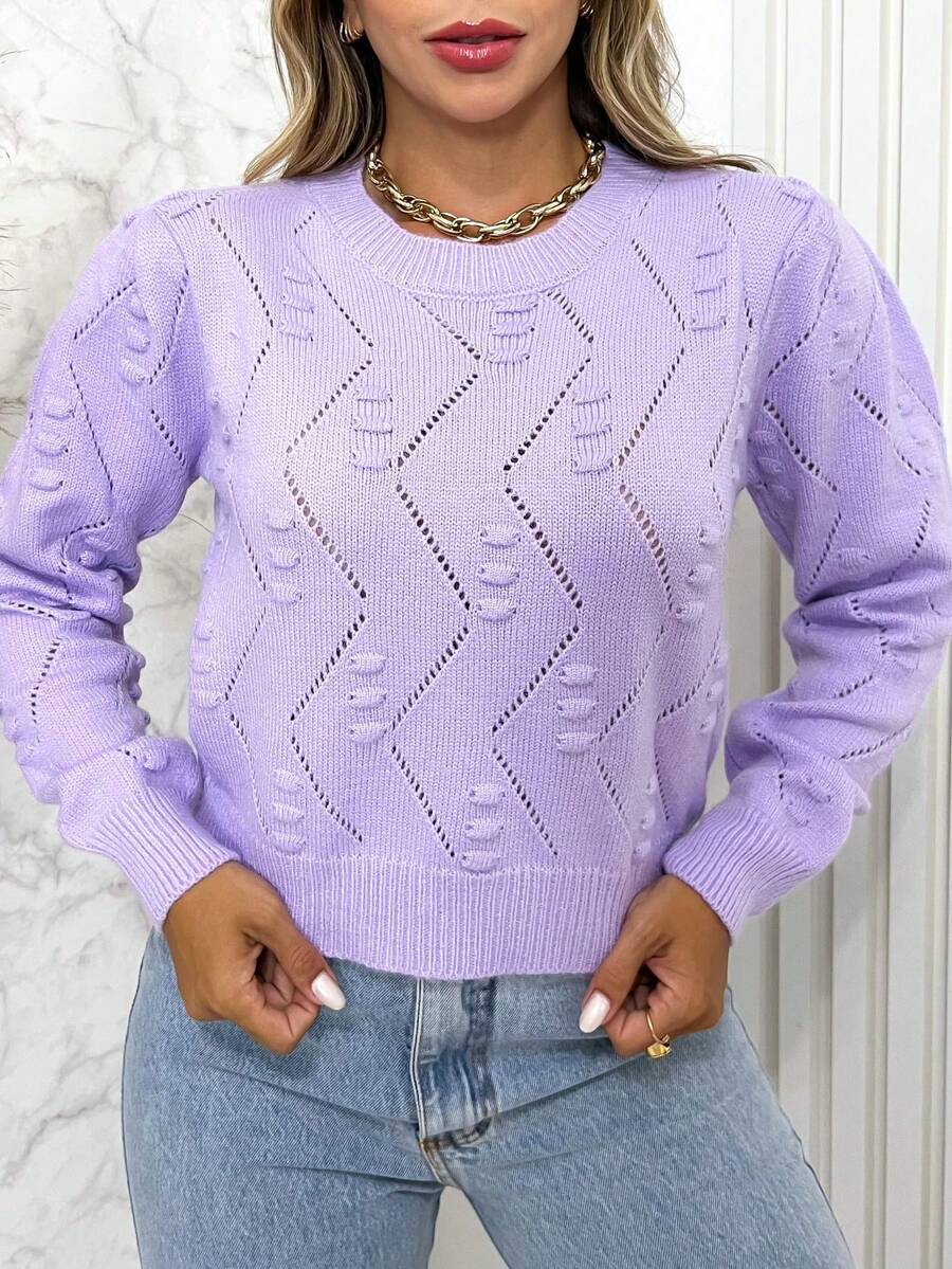 Women's Cold Weather Blouse Long Sleeve Cashmere Wool Sweater With Comfortable Braid Details