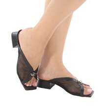 Leopard Clogs With Low Block Heel Transparent Mesh Autumn Winter - Black - View 2