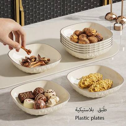 Premium Cream White PP Plastic Material Dinner Plate Set