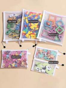 5pcs Toy Storage Bags, Multi-Size Colorful Toy Organization Bags, Mesh Zipper Pouches, For Storing And Organizing Blocks, Puzzles, Board Games - Multicolor - View 4