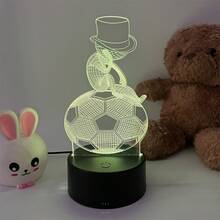 1pc World Cup Soccer Bedside Lamp Acrylic Led Table Lamp With 16 Colors + Crack Base Or 7 Colors + Black Base Or Warm White Mini Night Lamp, Creative Gift For Christmas/halloween Festival - Black - View 12