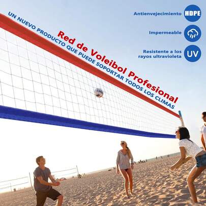 Red de Voleibol Profesional, Red de Voleibol Resistente de 32 x 3 pies con Bolsa de Transporte, Ideal Red de Voleibol Portatil para Interior, Exterior, Partido, Alberca, Playa (Solo Red)
