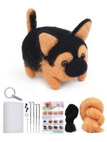 1 套初学者羊毛毡 Poke Fun DIY 套件、狗系列羊毛材料包、手工羊毛毛绒娃娃吊坠，附基本配件和教程 - 彩色 - 查看 10