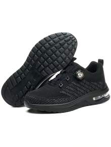 UMBURLLY Men's Steel Toe Safety Shoes, Anti-Crush Anti-Puncture Air Cushion Sole Lace-Up Work Boots, Suitable For All Seasons