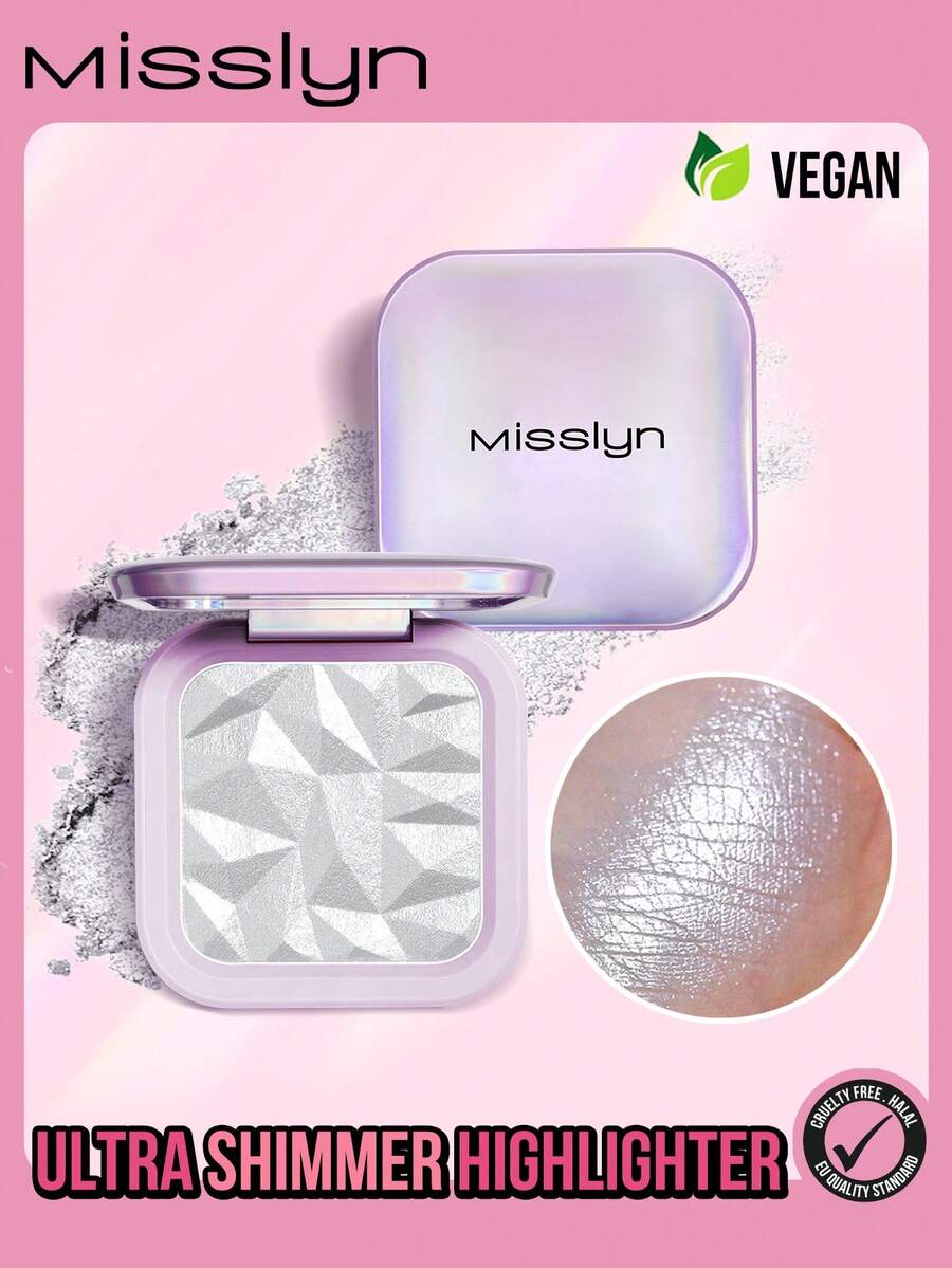 Misslyn Ultra Shimmer Highlighter, Brighten,Makeup Shimmer Illuminate Cosmetic, Silver Glitter Highlighter, Face Illuminator Highlighter, Shimmer, Pigment Rich & Silky Formula, Natural Glow, Nose Eye Contour Palettes, Y2K Makeup Party Beach Travel Holiday Camping Outdoors Present Rose Fashion Girl New Year Cosmetic Cosplay Best Trip Festivals Color Fancy Campus School Charm Vibe Cny Chinese New Year, Valentine's Day Gifts,Vegan,Cruelty Free - 3 亮白 - 查看 1