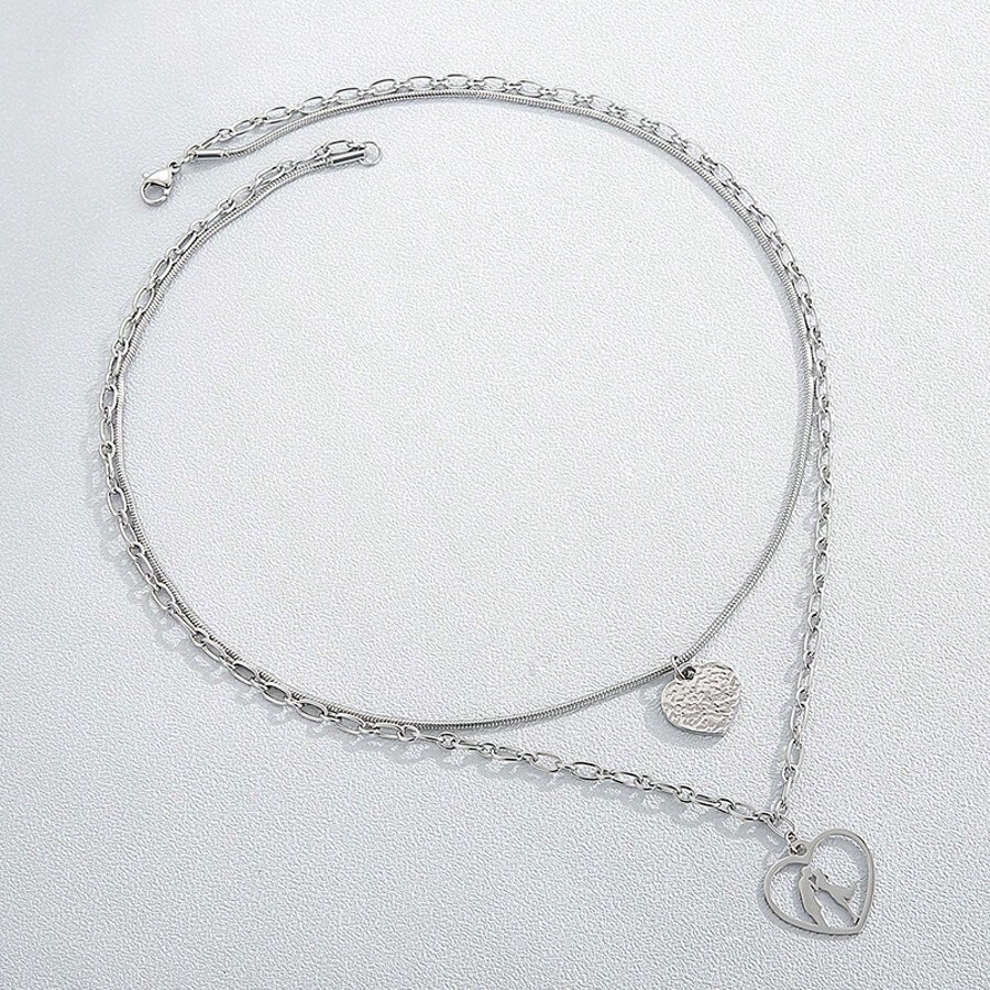 Personalized Women's Lariat Necklace With Pendants In The Shape Of A Bar, Heart, Lock, Italian Horn Or Cross - Stainless Steel Fashion Jewelry For V-Neck Sweaters And Dresses.