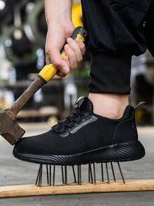 UMBURLLY 男式钢头安全鞋，防砸防刺穿透气轻便工作鞋，工业建筑男式安全鞋，纯色