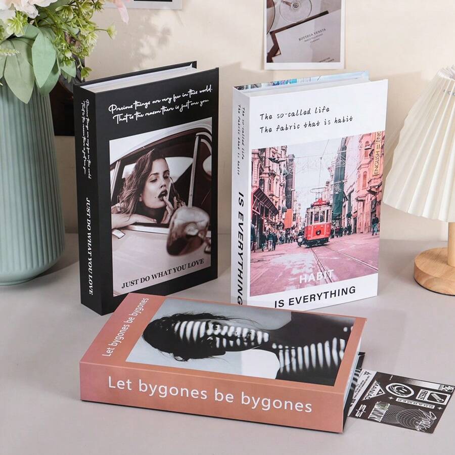 3/2/1 件装仿真装饰书，折叠发货，易于组装，时尚书籍造型咖啡桌装饰，设计师款仿真书，适用于书架、咖啡桌、农舍、家居、客厅、卧室、办公室、浴室、桌面、电视柜、大堂、书架等，是各种节日礼品的理想之选。