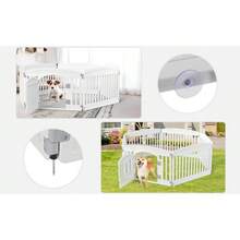 PetTrove - Plastic Pet Playpen, Durable Puppy Playpen With Lockable Door And Non-Slip Bottom, Portable Indoor Outdoor Puppy Pen - 白色 & 4 面板 24 英寸 - 查看 9