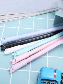 8支装喵星凝胶笔，创意卡通可爱，摇尾巴喵星猫黑色/蓝色凝胶笔，钢笔，签名笔，文具，开学季，节日礼物 - 彩色 - 查看 7